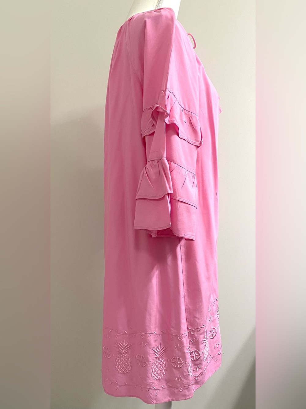 Simply Southern Womens L Pink Embroidered Pineapple Dress Boho Coastal Summer - Picture 6 of 14